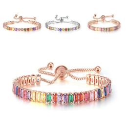 Tennis Fashion Bracelets For Women Sparkling Zircon Jewelry Rose Gold Color Handmade Friends Gift Drop Delivery