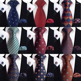 Bow Ties Silk Striped Mens Floral Grid Geometric Paisley NeckTie Pocket Square Cufflinks Set Wedding Party Tie Dropshiping