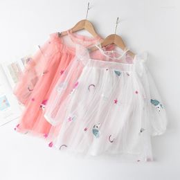 Girl Dresses 2023 Summer Girls' Dress Lovely Pony Embroidered Princess Gauze