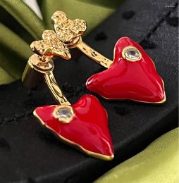 Dangle Earrings Red Heart Signal Series Two Wear Drop Glaze Craft Elegant Women Sweet Romance Love Earring For