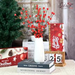 Decorative Flowers 12Pcs Faux Red Berry Stem Christmas Tree Branches For Holiday Year Home Table Housewarming Decor Crafts