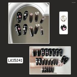 False Nails Diy Nail Art Gel Fake Valentines Day Heart Tip Press-on Black Acrylic Full Cover Set For Women