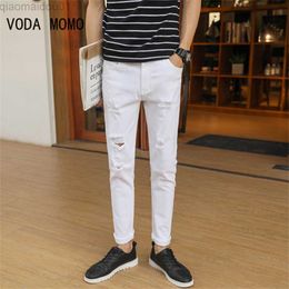 Men's Jeans Fashion Casual White Ripped Jeans For Men Jeans Pants Slim Skinny Stretch Denim Pants Man Elastic Waist Jogging Denim Trousers L230724