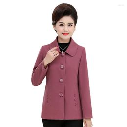 Women's Jackets Middle-Aged Elderly Women's Jacket 2023 Spring Autumn Single-Breasted Casual Coat Tops Female Outerwear Big Size 5XL