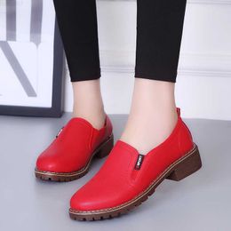 Dress Shoes 2023 New Women Red Flat Lace-Up Oxford Shoes Soft Leather Sneakers Low Medium Heeels Pumps Slip on Loafers Footwear Casual Shoes L230724