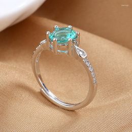 Cluster Rings 2023 Real S925 Sterling Silver Ring Light Luxury Green Zircon Open For Women Fashion Engagement Birthday Gift Jewellery