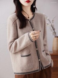 Women's Knits Wool Cardigan Sweater Women O-neck Long Sleeve Top Korean Style Oversized Loose Pocket Mujer Knitwear Basic Autumn Clothing