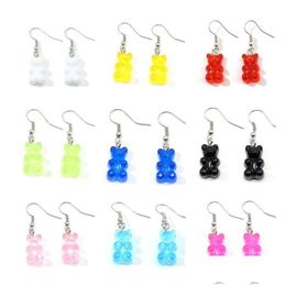 Charm Fashion Simple Cute Colorf Acrylic Animal Bear Dangle Earrings For Girls Women Children Birthday Gift Lovely Jewelry Drop Delivery