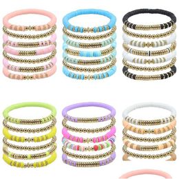 Beaded Bohemian Bracelets For Women Mticolor Polymer Clay Beads Charm Bracelet Jewellery Female Girls Lovely Gifts Accessories 7Pcs/Set Drop D