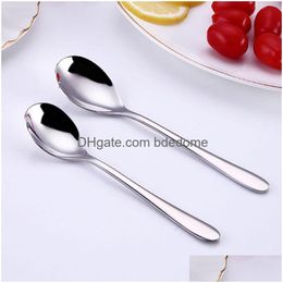Spoons Fruit Fork Dessert Cake Ice Cream Spoon Stainless Steel Home Kitchen Dining Flatware Tool Drop Delivery Garden Bar Dhhl9