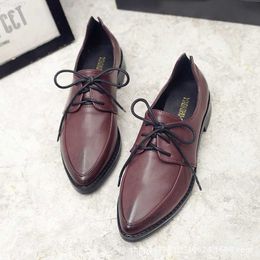 Dress Shoes Retor College girls small leather shoes women size 34-40 flats chunky heels loafers pointed toe lace up oxfords women shoes 2020 L230724