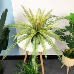 Decorative Flowers 65cm 30 Leaves Large Artificial Palm Tree Tropical Cycas Plants Plastic Persian Leafs Wall Hanging For Home Office Decor