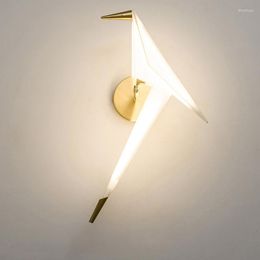 Wall Lamp Modern LED Golden Light Little Bird Bracket Bedside Bedroom Living Room Home Decoration Creative Lighting Fixture