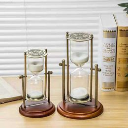 Decorative Objects Figurines European Retro Hourglass Metal Sand Timer TV Cabinet Porch Decoration Hourglass Timer Office Home Decoration Ornaments L230724