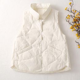 Women's Vests Autumn And Winter Solid Vest Waistcoat Warm Cardigan Short Jacket Cotton Padded Lightweight Down Sleeveless Top