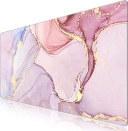 Extended Mouse Pad 35.4x15.7 in Large 3mm Non-Slip Rubber Base Mousepad with Stitched Edges Waterproof Desk Pad- Glitter Marble