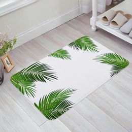 Carpets Green Leaves Plant White Bathroom Bath Mat Carpet Bathtub Floor Rug Shower Room Doormat Kitchen Entrance Pad Home Decor