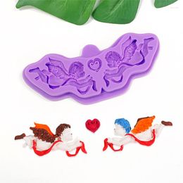 Baking Moulds Angel Cupid Pattern Liquid Silicone Fondant Cake Mould Chocolate Decorative Mould