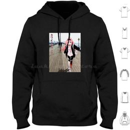 Men's Hoodies Zero Two On A Pier Long Sleeve Anime Girl Kawaii Edit Darling