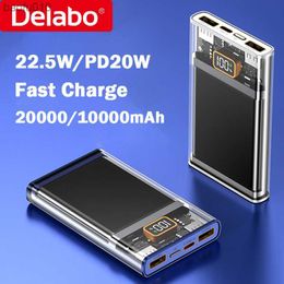 Transparent Power Bank 20000mAh External Spare Battery 22.5W/PD20W Type C Fast Charge Mini Powerbank Portable Charger Universal L230619