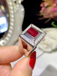 Cluster Rings Wedding Ring Natural And Real Ruby Man 925 Sterling Silver Wholesales Fine Jewellery Men