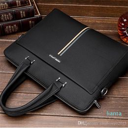 Factory whole mens bag business leather men briefcase large-capacity striped leathers handbag leisure multifunctional leathere223N