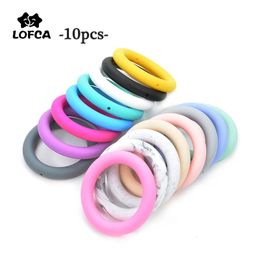 Baby Teethers Toys LOFCA 10pcs 65mm Round Teething Ring Food Grade Silicone Beads BPA Free Teether DIY Necklace Pendant Accessory 230724