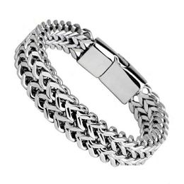 Cuff Punk Bangles For Men Double Layer 316L Stainless Steel Curb Cuban Link Chain Bracelets Width 10Mm Drop Delivery Jewellery