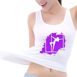 Women's Tanks Pole Dance Print Tank Top Gym Yoga Sports Workout Sleeveless Training Tops