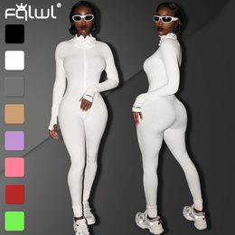 Women's Jumpsuits Rompers FQLWL Ribbed Sexy Summer Romper Bodycon Black White Jumpsuit Women Playsuit Long Sleeve Ladies Short Lucky Label Jumpsuit Female 230721