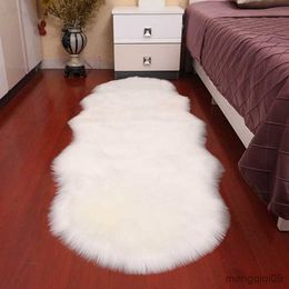 Carpets 2023 New Plush Soft Sheepskin Bedroom Carpet Imitation Wool Pad Long Hair Bedside Mat Sofa Cushion Rugs Living Room Carpet R230725