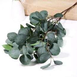 Decorative Flowers 90cm Artificial Eucalyptus Leaves Faux Stems Plant Branches Fake Seeded Greenery