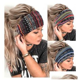 Headwear Hair Accessories Cross Headbands For Woman Hairband Print Elastic Sports Yoga Headband Retro Girls Band Drop Delivery Fas Dhbuw