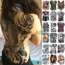 Temporary Tattoos 48*35 cm large tattoo stickers 2018 new designs fish wolf buddha waterproof temporary flash tattoos full back chest body for men x0724