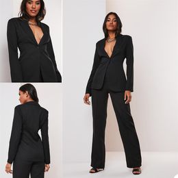 Sexy Black Mother of the Bride Suits One Button Women Ladies Plus Size Office Tuxedos Formal Work Party Wear For Wedding171w