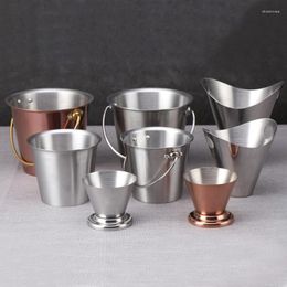 Dinnerware Sets 304 Stainless Steel French Fries Baskets Ice Bucket Tableware Pail Snack Barrel Golden Plate Tray