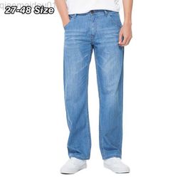 Men's Jeans Plus Size 44 46 48 Men's Summer Jeans Thin Baggy Classic Straight Leg Denim Pants 100% Cotton Brand Fashion Casual Trousers L230724