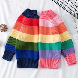 Pullover Baby boy girl striped knit top sweater Christmas boy winter thick knit clothes girl sweater Z230724