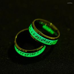 Cluster Rings Piano Staff Luminous Stainless Steel Ring Musical Note Jewellery Factory Wholesale