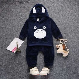 Clothing Sets Kids Clothing Suits Children Boys Girls Cartoon Velvet Hoodies Pants 2Pcs/Sets Baby Winter Clothes Toddler Tracksuits Z230724