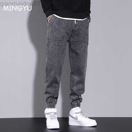 Men's Jeans Men Grey Baggy Pants Fashion Brand Clothes Hip Hop Cotton Harem Jeans Men's Jean Harajuku Denim Trousers Vintage Male Pants 4XL L230724