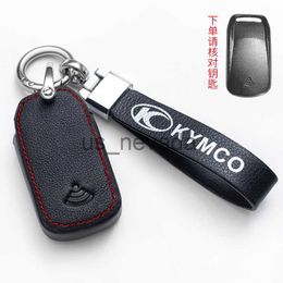 Keychains Lanyards Leather Key Case Cover For KYMCO S350XCITING People250 DTX360 KRV180 Remote Protection Shell Keychain Accessories J230724