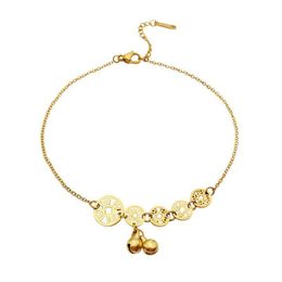Anklets Classic Coin Bell Pendant Titanium Steel Gold Anklet For Women Fashion Korean Butterfly Ankle Jewelry Girls Y Swimsuit Party G Dhczg