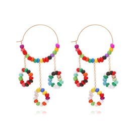 Bohemian Colourful Seed Beads Handmade Hoop Earring For Women Girls Fashion Geometry Charm Ethnic Dangle Earring Jewellery Gift