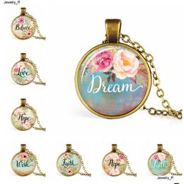 Pendant Necklaces New Bible Verse Love Dream Letter Necklace Quote Inspirational Women Men Christian Jewellery Handmade Creative Gifts D Dhdhy