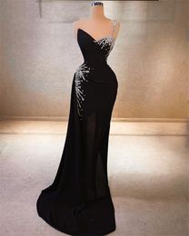 Elegant New Black Arrivals Sweetheart Mermaid Prom Dresses Beaded Crystal Birthday Party Evening Formal Dress Robe De Bal