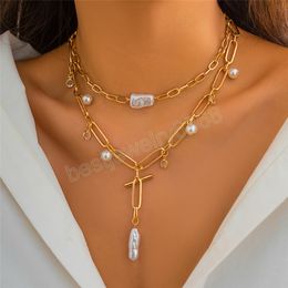 Multilayer Pearl Pendant Choker Necklace for Women Elegant Clavicle Chain Aesthetic Jewellery Wed Accessories