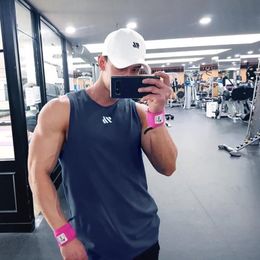 Men s Tank Tops Mens Workout Mash Fabric Quick Dry Muscle Sleeveless Shirts Cut Off Slim Fit Bodybuilding Gym Tees Singlet 230724