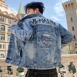 Men's Jackets Spring Autumn Embroidery Denim Jacket Men 2022 New Casual Teenagers Hip Hop Baseball Uniform Slim dent Handsome Jacket Top J230724