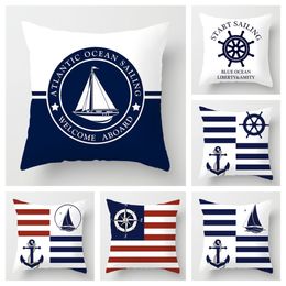 Pillow Case Nordic Dark Blue Nautical Collection Pillowcase Home Decor Sofa Decoration Cushion Cover 230724